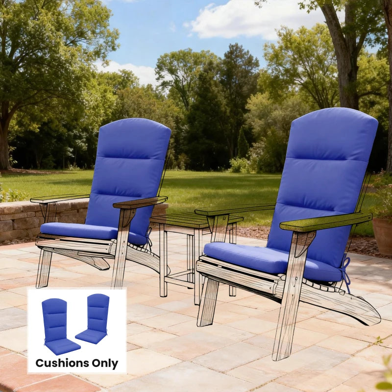 Patio Chair Cushion for Adirondack Chairs Replacement Cushion with Back and Ties, Navy Blue