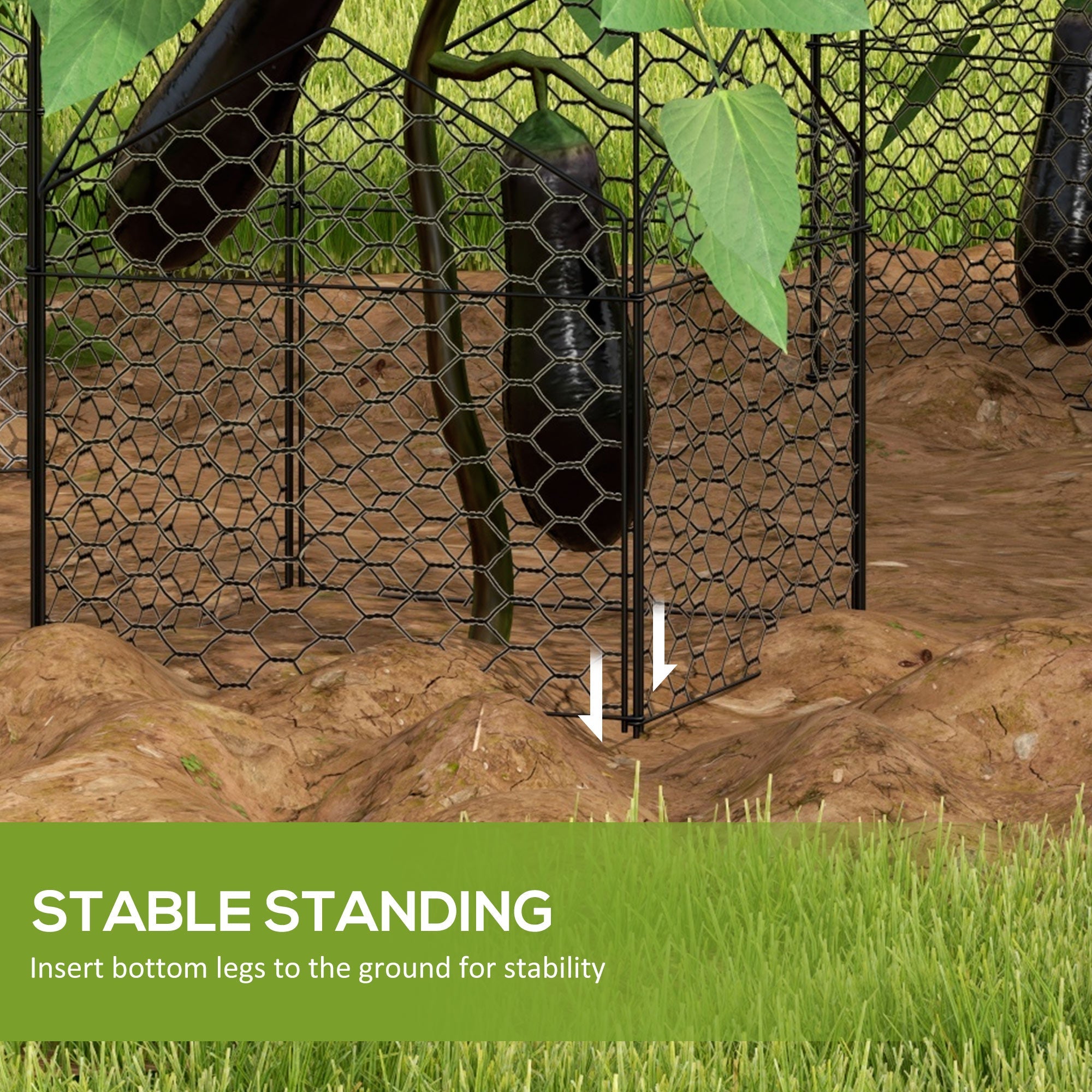 Outsunny 4 Pack Metal Garden Cloches 12"x14" Plant Cages Black Crop Protection to Keep Animals Out 