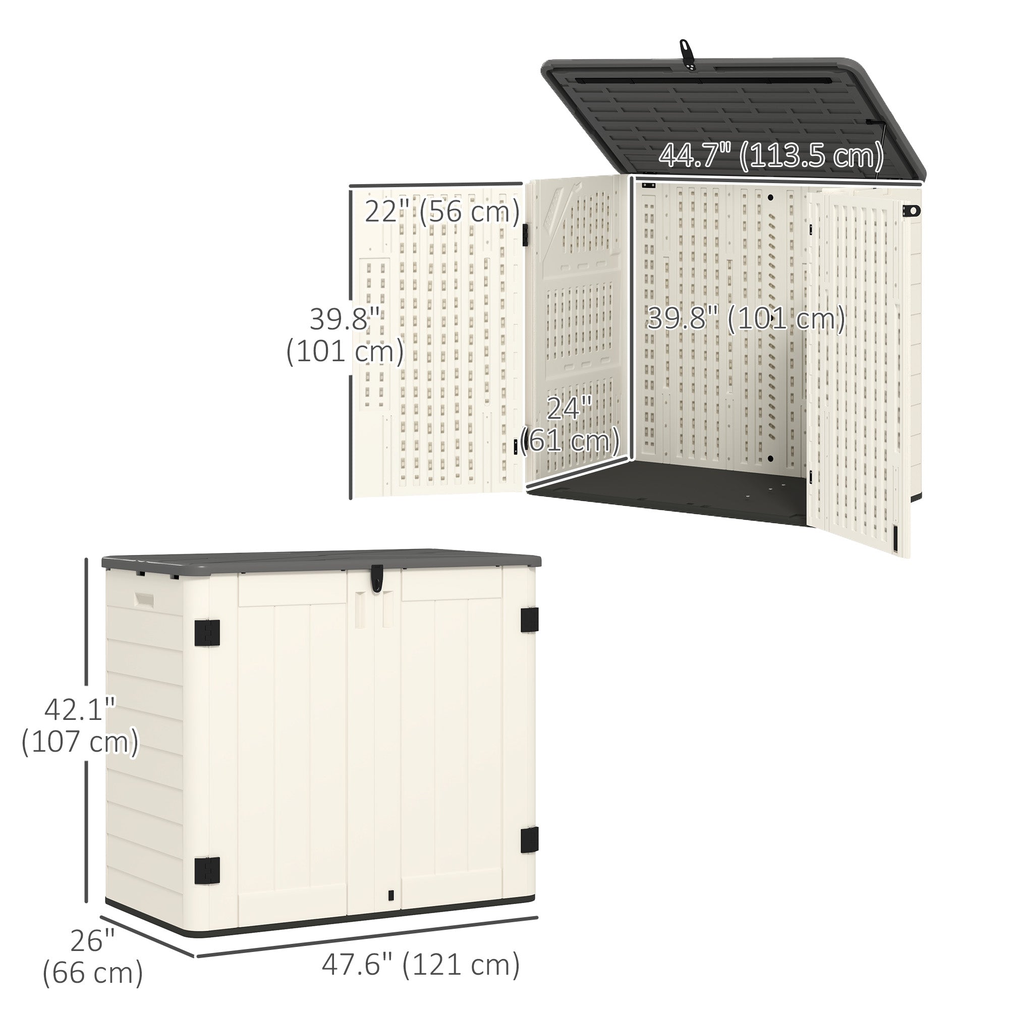Outsunny 185 Gallon Outdoor Storage Cabinet with Openable Top and Lockable Doors for Lawnmower, Trash Can, Patio Accessories 