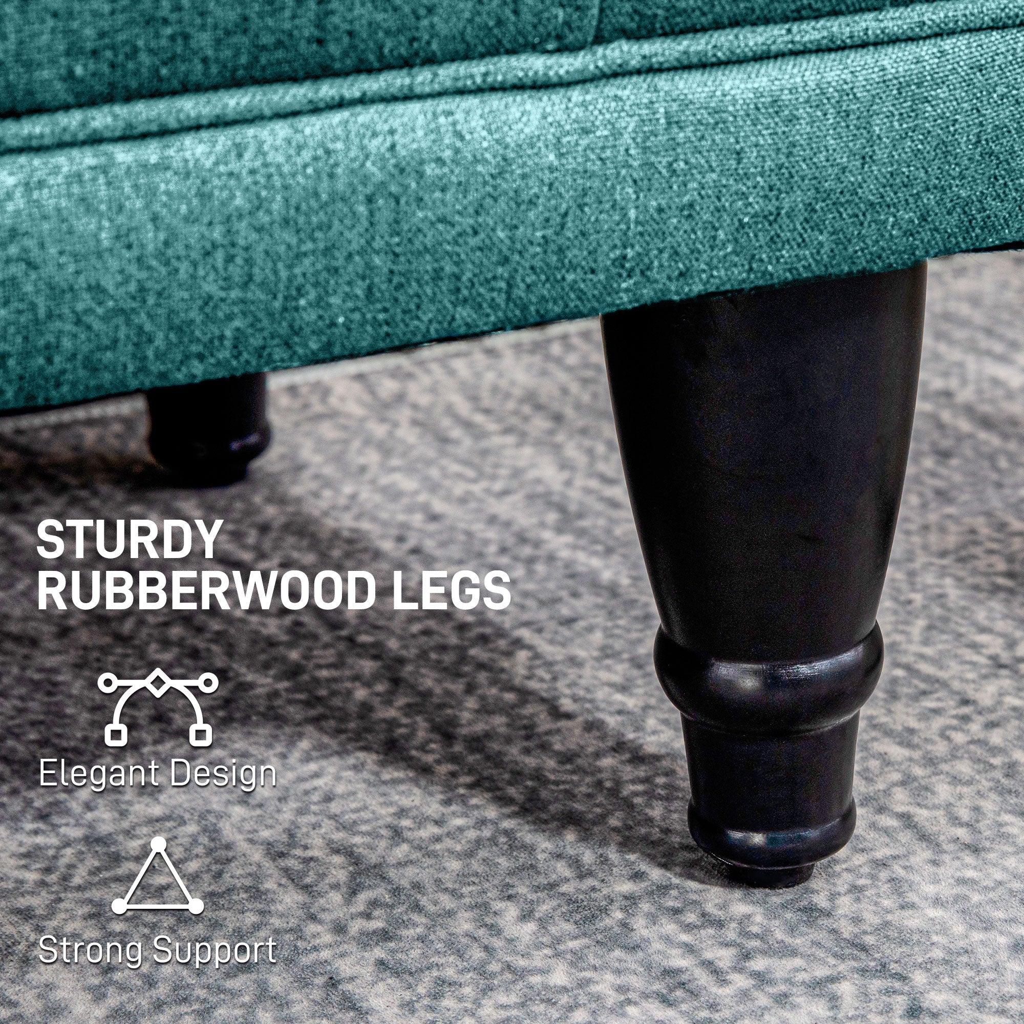 HOMCOM Storage Ottoman Linen Fabric End of Bed Bench with Button Tufted Storage for Bedroom Green 