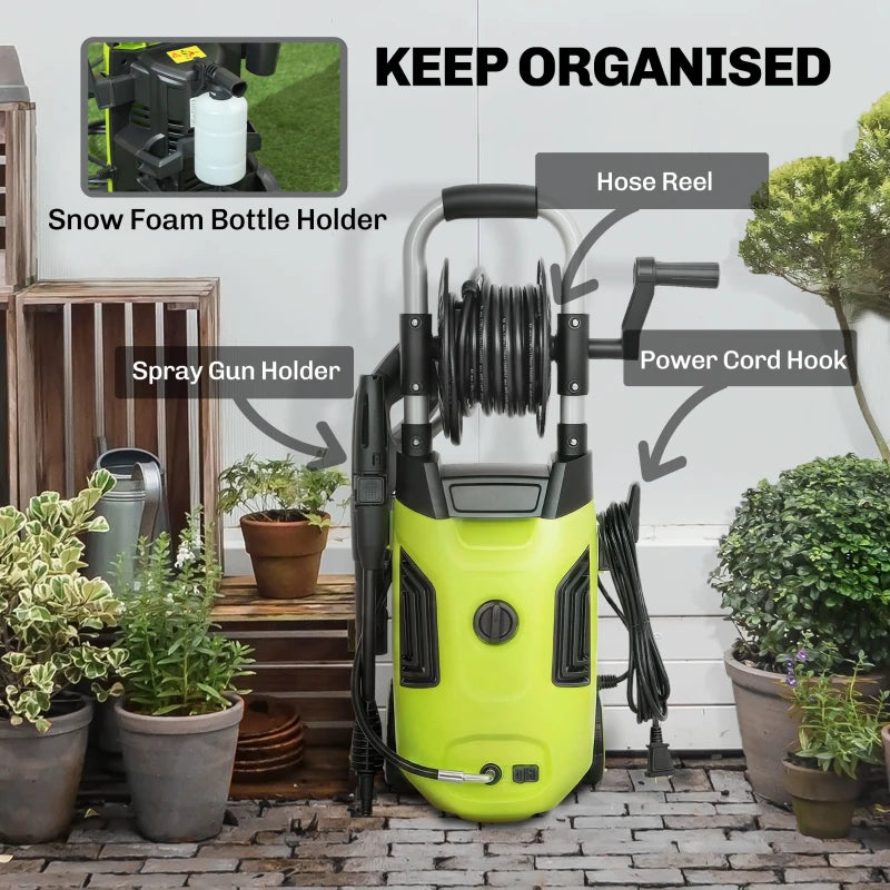 Outsunny Electric Pressure Washer – 2176 PSI High Pressure Power Washer with Adjustable Nozzle