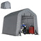 8' x 6' Carport with Sidewalls and Roll-up Door, Outdoor Storage Shelter for Motorcycle and Car, Dark Grey