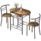 Dining Table Set of 3, Kitchen Table and Chairs Set for 2 with Shelf, Living Room Rustic Brown