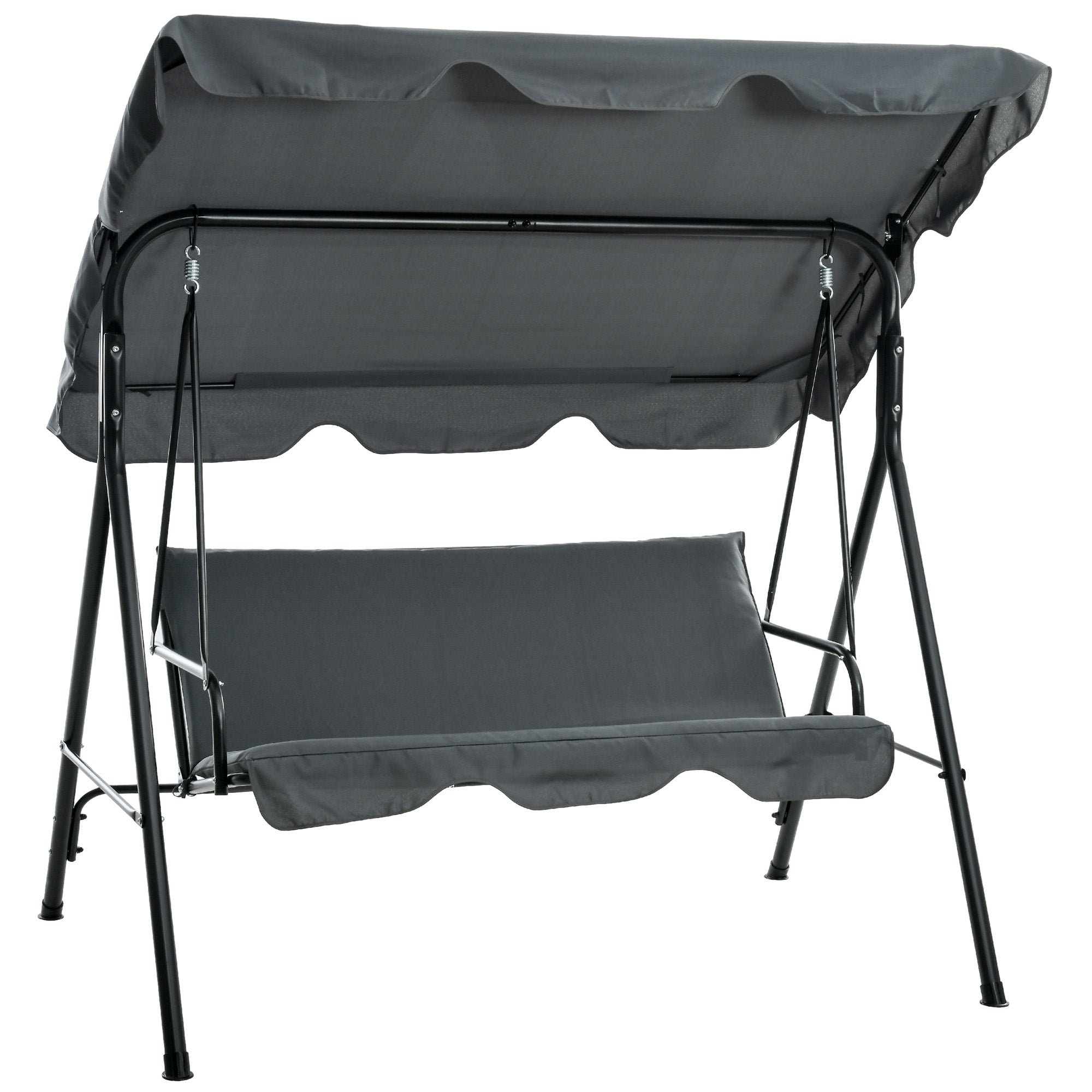 Outsunny 3-Seater Outdoor Porch Swing with Adjustable Canopy, Patio Swing Chair for Garden, Poolside, Backyard, Grey 