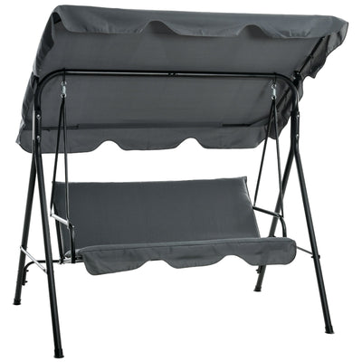 Outsunny 3-Seater Outdoor Porch Swing with Adjustable Canopy, Patio Swing Chair for Garden, Poolside, Backyard, Grey 