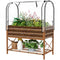 Raised Garden Bed with Cover, Metal Elevated Planter Box with Bottom Shelf and Liner, Dark Brown Wood Effect