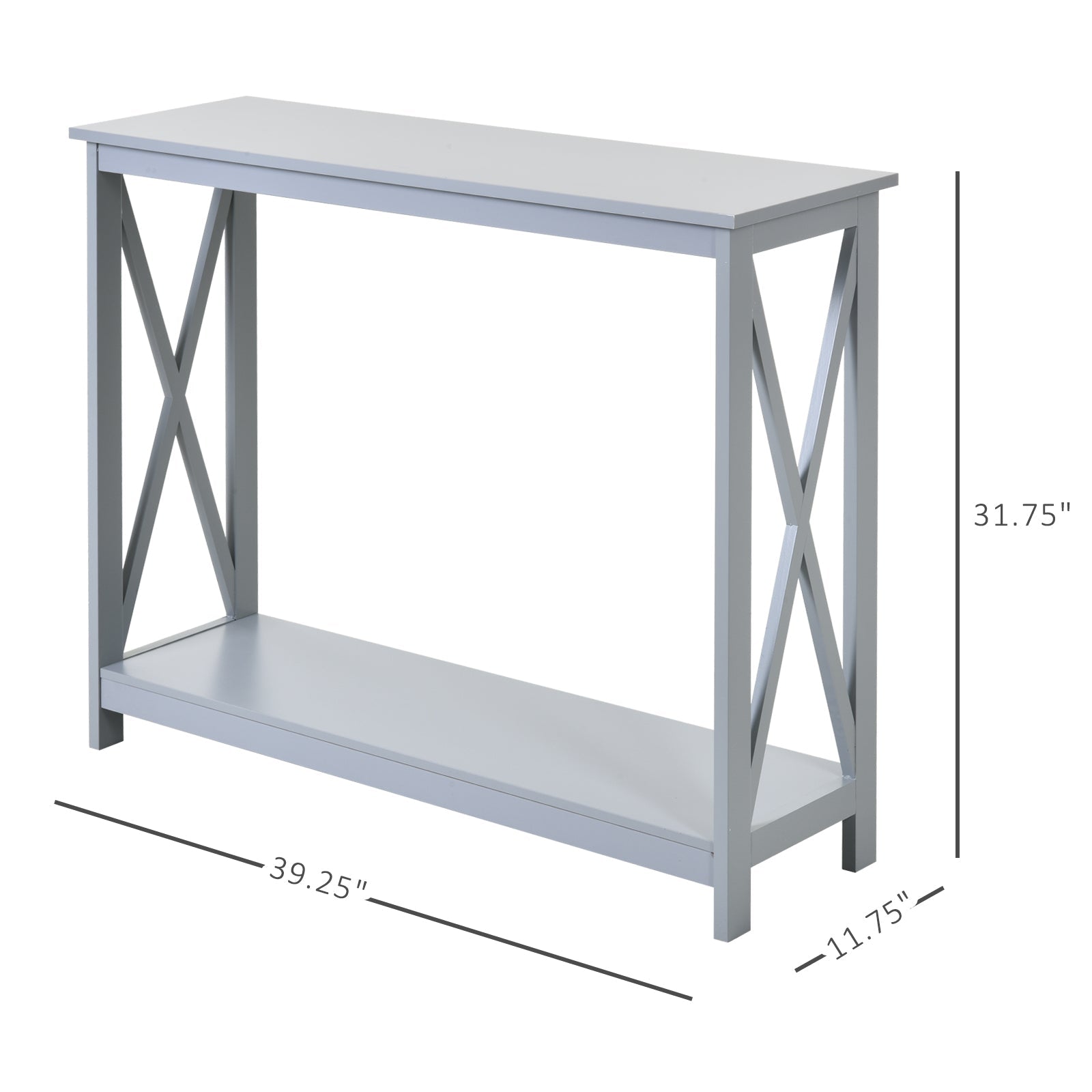 HOMCOM X-Design Console Table: Sofa Side Table with Storage Shelf for Living Room/Entryway, Grey 
