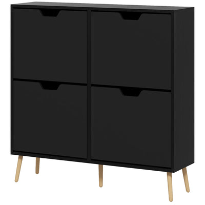 HOMCOM Shoe Storage Cabinet with 4 Flip Drawers and Adjustable Shelf, Shoe Cabinet for 16 Pairs of Shoes, Black 
