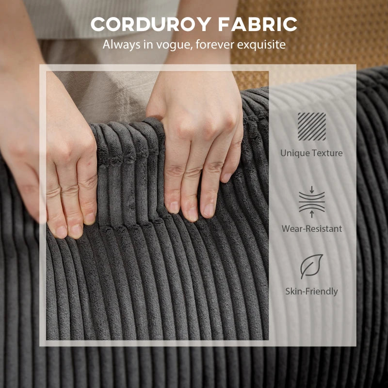 Modular Sectional Sofa, Oversized U-Shaped Couch with Spring Cushion, Corduroy Sofa for Living Room, Charcoal Grey