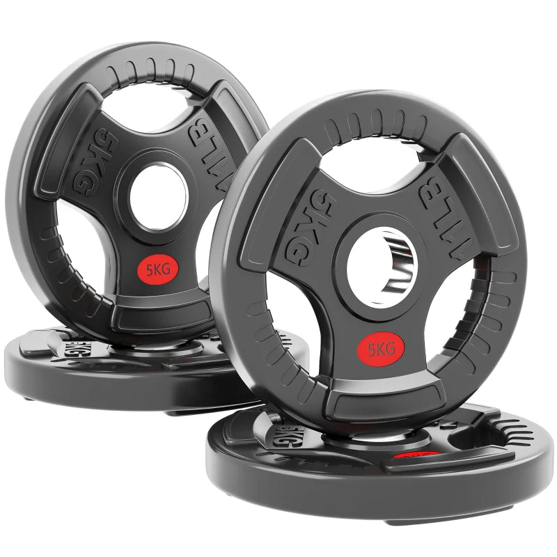 Soozier Weight Plates Set, 2-Inch Barbell Weights Set w/Tri-Grips for Home Gym Weightlifting and Strength Training, 4 x 11lbs