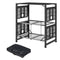 Outsunny Aluminum Folding Camping Kitchen Cook Station Carrying Bag 4 Side Tables 2 Shelves BBQ RV Picnic Black