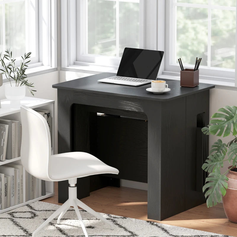 Extendable Dining Table, Expandable Kitchen Table for Small Spaces, Seats up to 6 People, Distressed Black