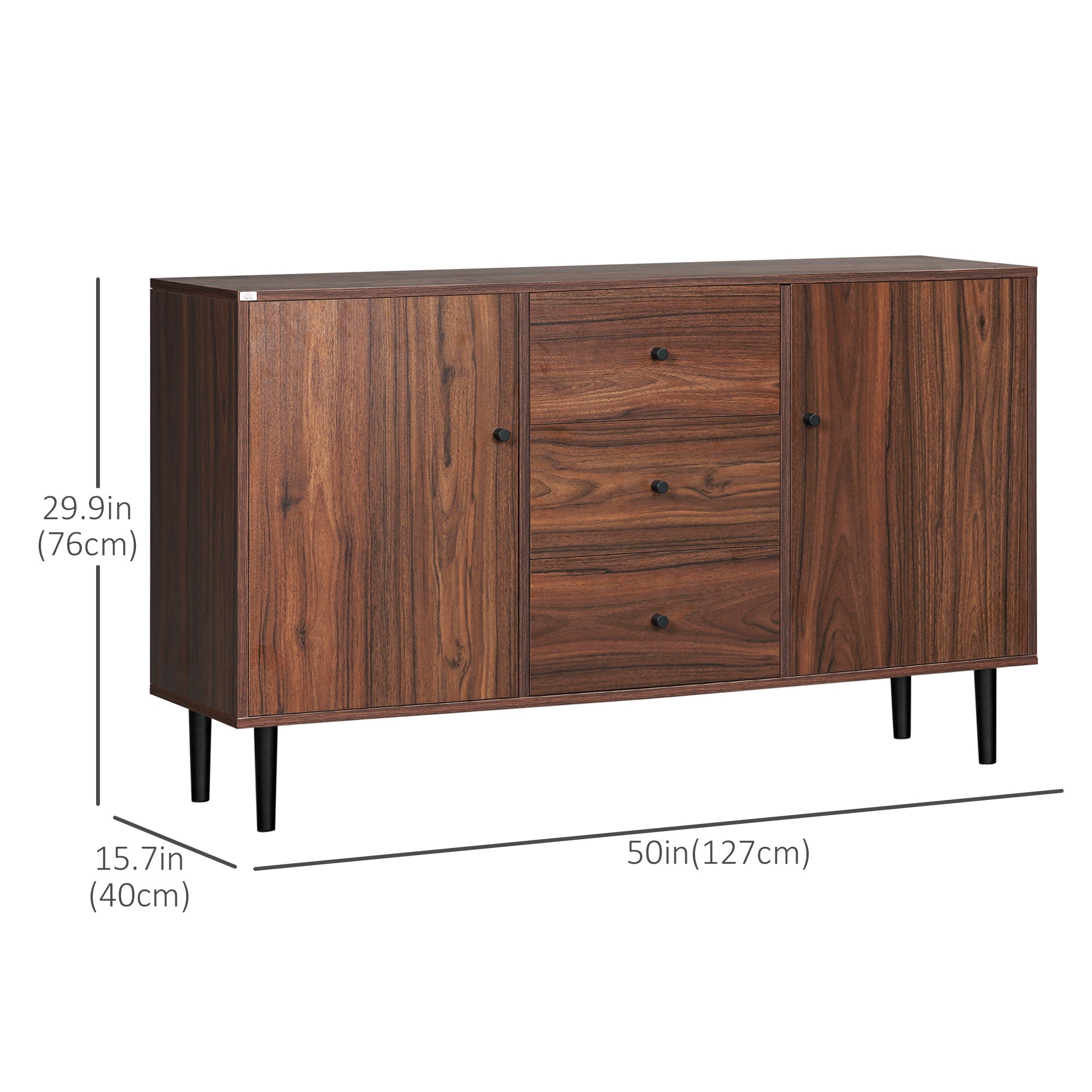 HOMCOM Rustic Brown Kitchen Storage Sideboard Buffet Cabinet with Cupboards Drawers Shelves for Dining Living Room 