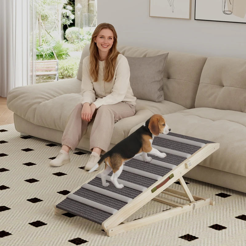 Dog Ramp for Couch, Foldable Pet Ramp for Small to Large Dog, 4 Adjustable Height from 14" to 20"