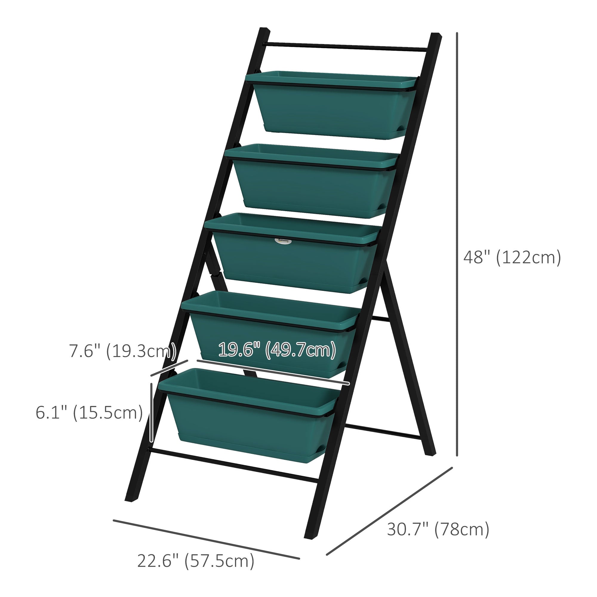 Outsunny 5-Tier Vertical Garden Planter Outdoor Plant Stand with 5 Container Boxes for Vegetables Flowers Green 