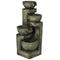 Outdoor Fountain Cascading Waterfall with 4-Tier Stone Look Bowls, Adjustable Flow & LED Lights for Patio Garden