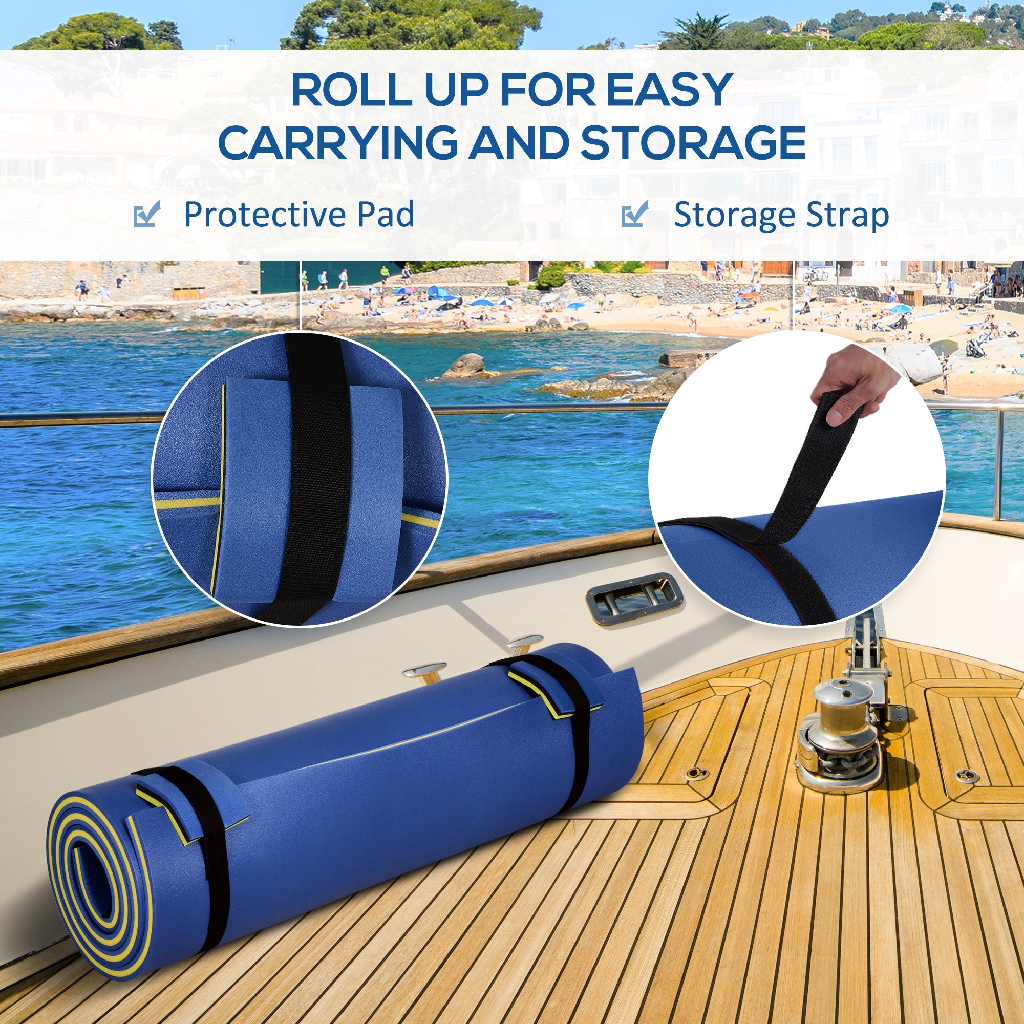HOMCOM Roll-Up Pool Float Pad for Lakes, Oceans, & Pools, Water Mat for Playing, Relaxing & Recreation, Blue 