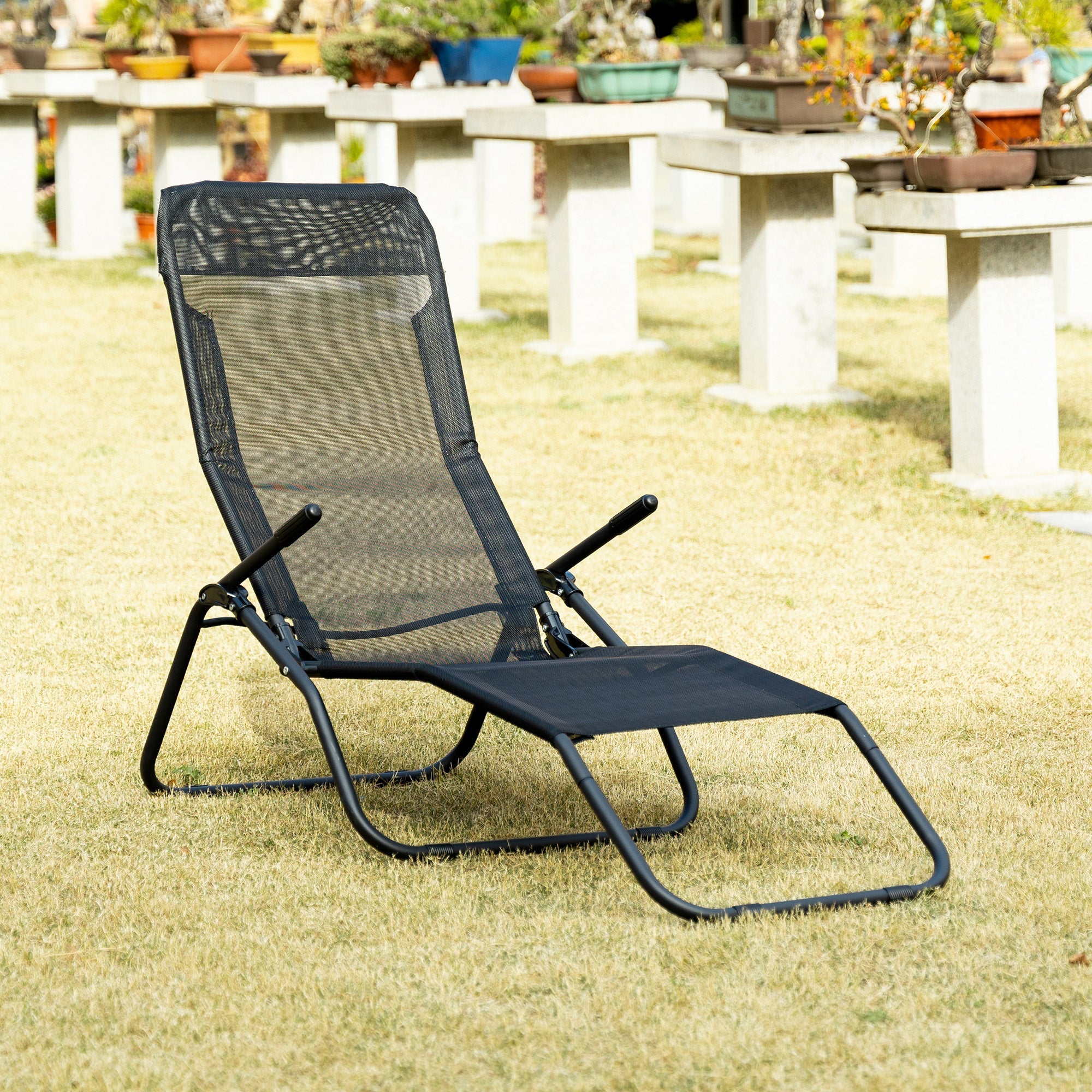 Outsunny Mesh Zero Gravity Lounge Chair Recliners Folding Rocking Chair Outdoor Chaise Lounge for Beach Poolside and Patio Black 
