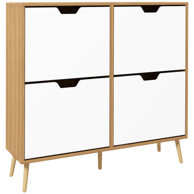 HOMCOM Shoe Sanctuary: Modern 4 Flip Drawer Cabinet with Adjustable Shelf, Organizer for 16 Pairs of Shoes, Entryway Storage 