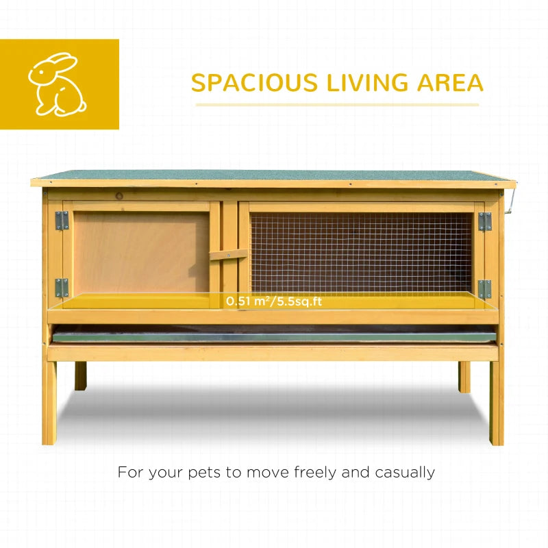 Wooden Rabbit Hutch, Indoor Outdoor Bunny Cage with Slide-Out Tray and Openable Roof, Small Animal Cage