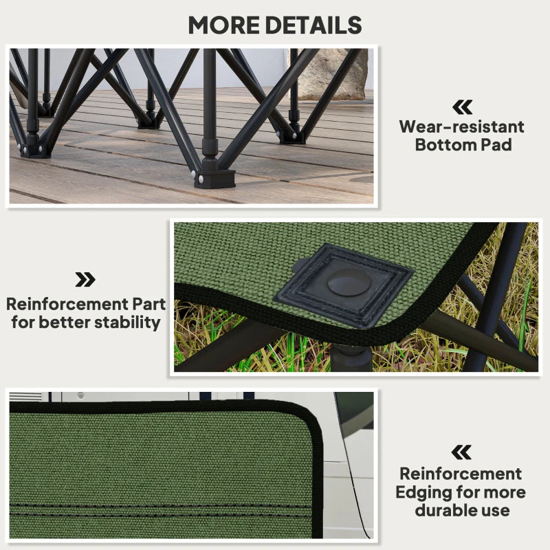 6 Seat Folding Camping Chair with Cup Holder and Carrying Case for Camping, Picnic, Sports Events, Dark Green