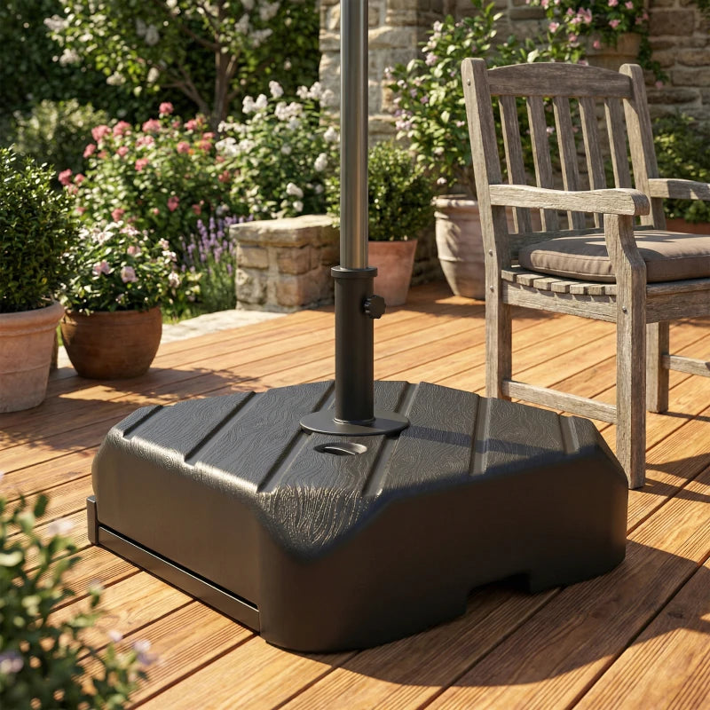 Patio Umbrella Base with Wheels, Telescopic Handle, 158 lb Sand/99 lb Water Filled Outdoor Patio Umbrella Stand, Black