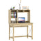 Computer Desk with Hutch, Home Office Table with Storage Shelves and Open Compartments for Writing, Work, Oak