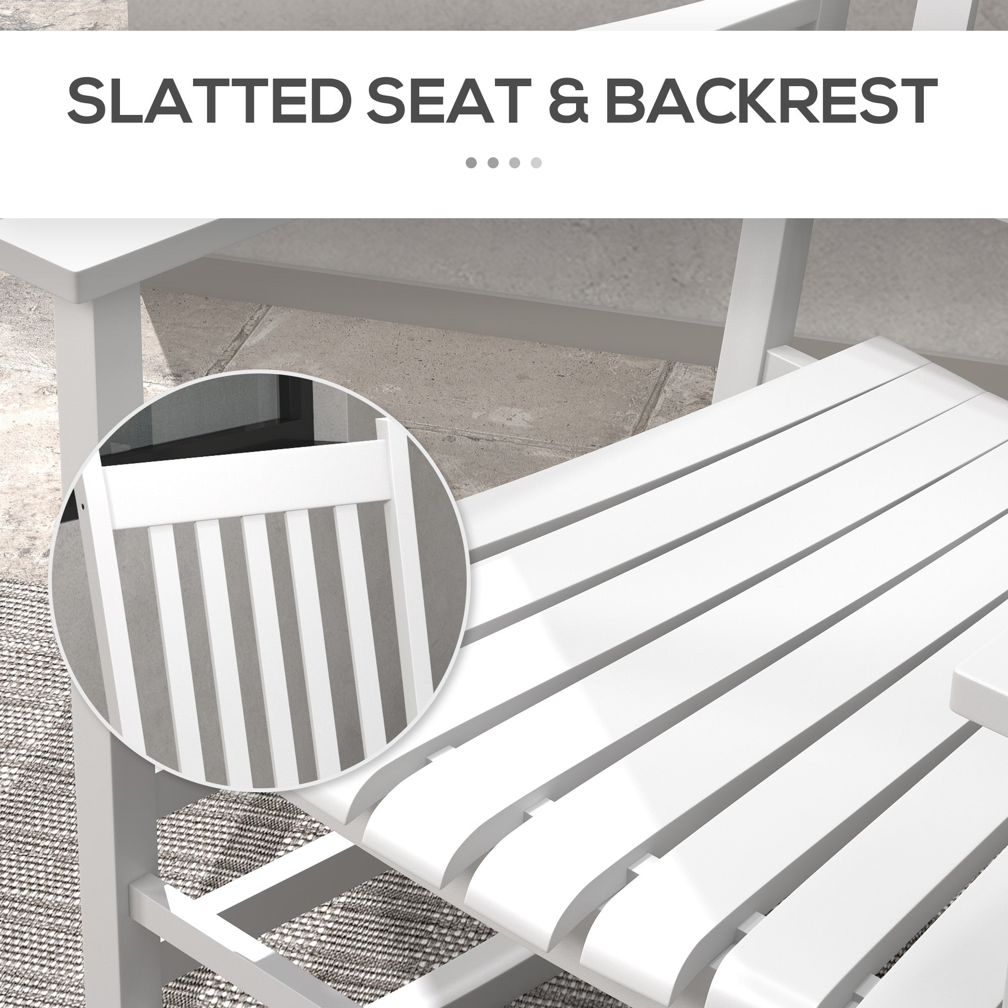 Outsunny 3 Pieces Outdoor Rocking Chair Set, Wooden Patio Rocking Chair Set with Folding Table, High Back and Armrests, White 