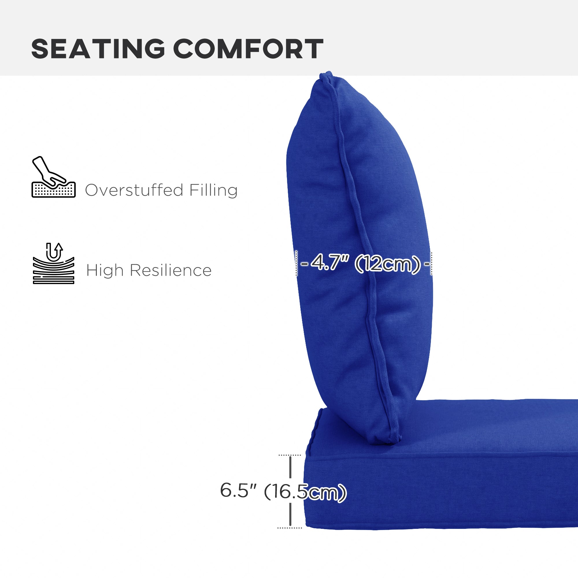 Outsunny Patio Chair Cushions Set 4-Piece Replacement Cushions with Back for Outdoor Indoor Navy Blue 