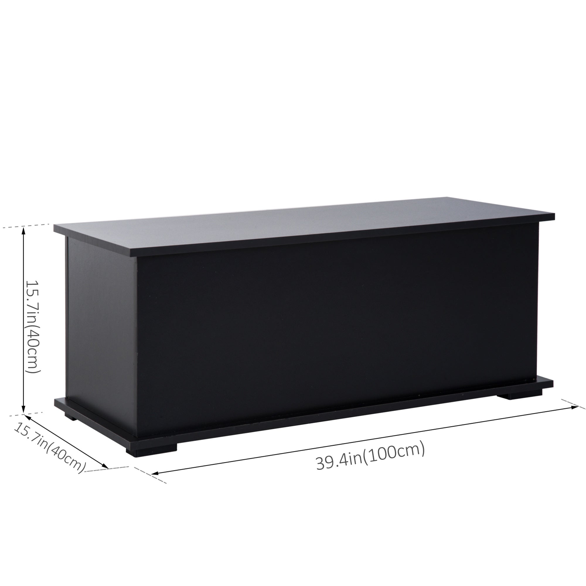 HOMCOM Lift Top Storage Chest 2 Safety Hinge Toy Box Organizer Flip-Top Lid Entryway Bench Black 