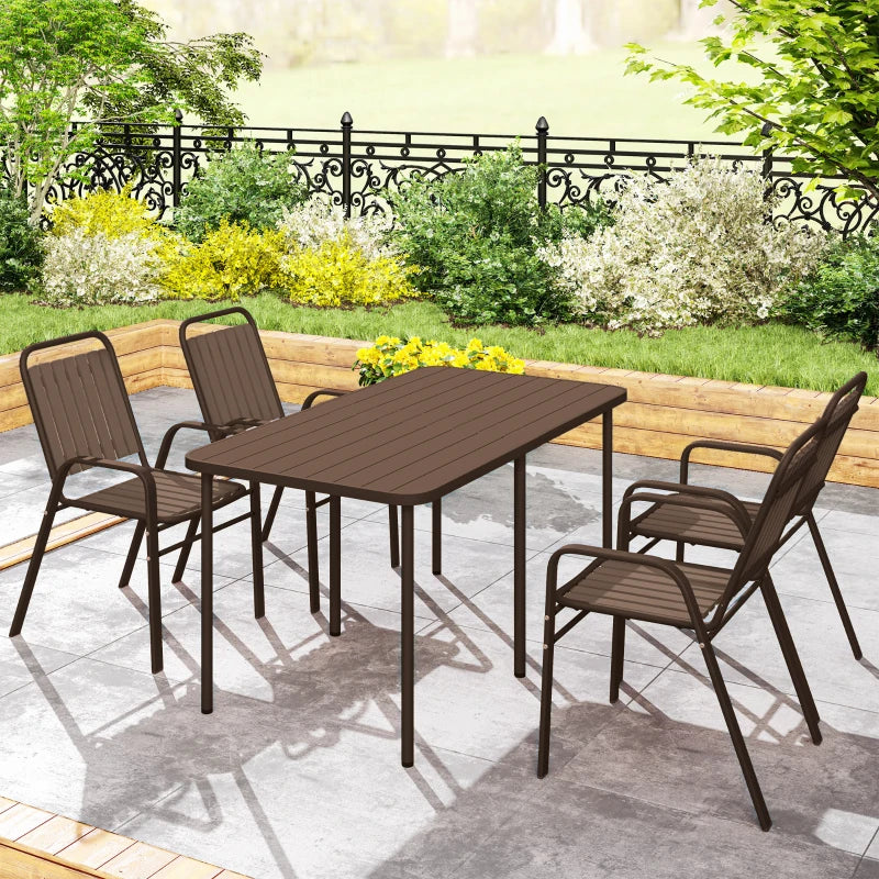 Stackable Outdoor Dining Chairs Set of 4, for Patio, Balcony, Deck, Garden, Dark Brown
