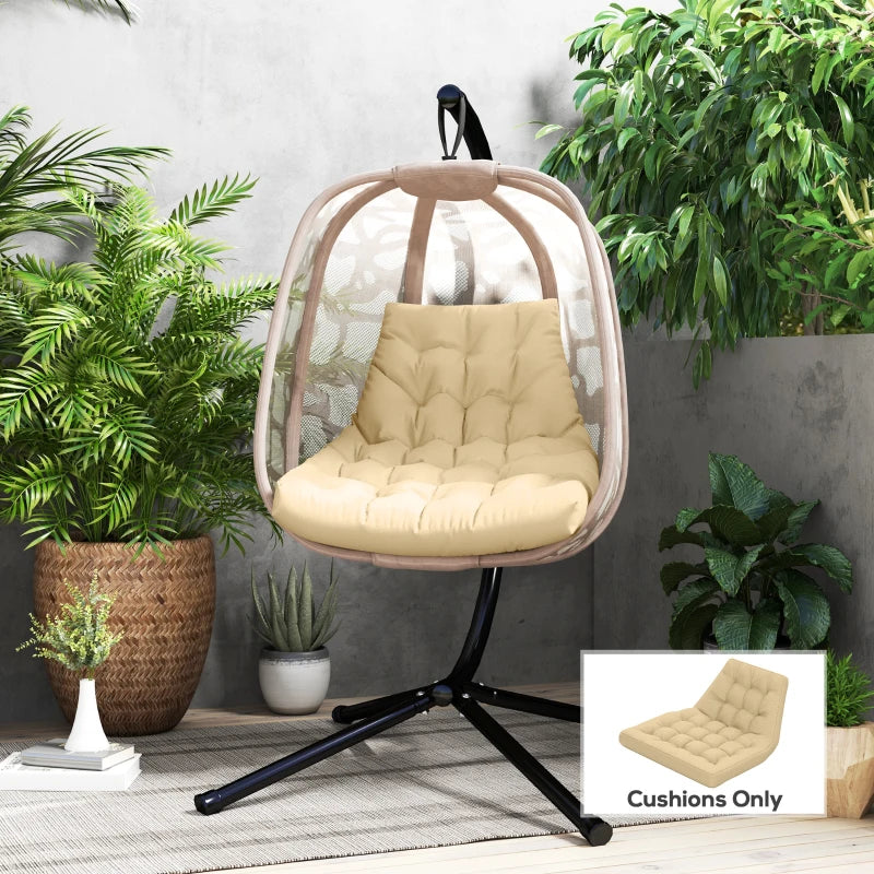 Outdoor Swing Cushion, Tufted Patio Cushion Replacement for Garden Chair Egg Chair,  Indoor Outdoor Seat Cushion, Beige
