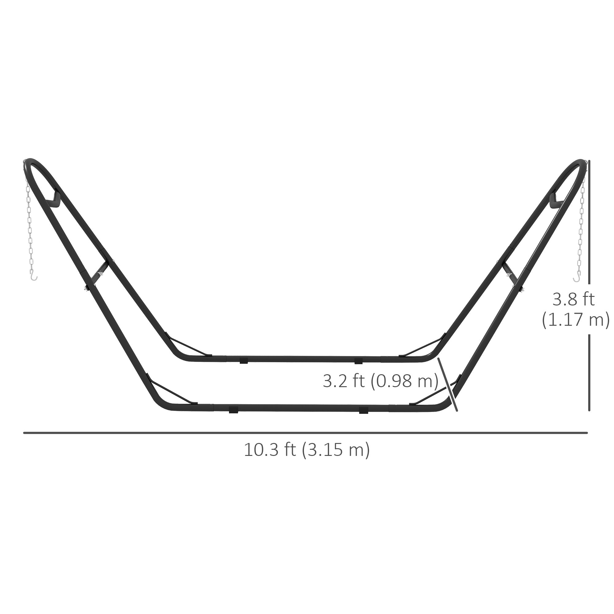Outsunny 10.3ft Metal Hammock Stand 550 lbs Capacity Portable for Brazilian Flat-style Hammocks Black 