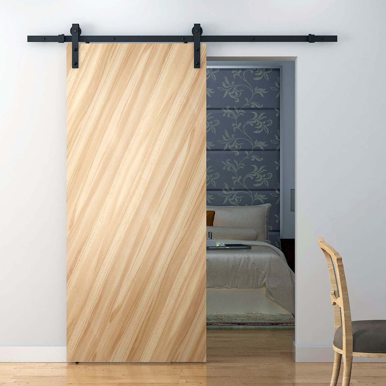 HOMCOM 6.6FT CARBON STEEL Sliding Wood Barn Door Hardware Track Set Door System Carbon Steel J Shape Roller 