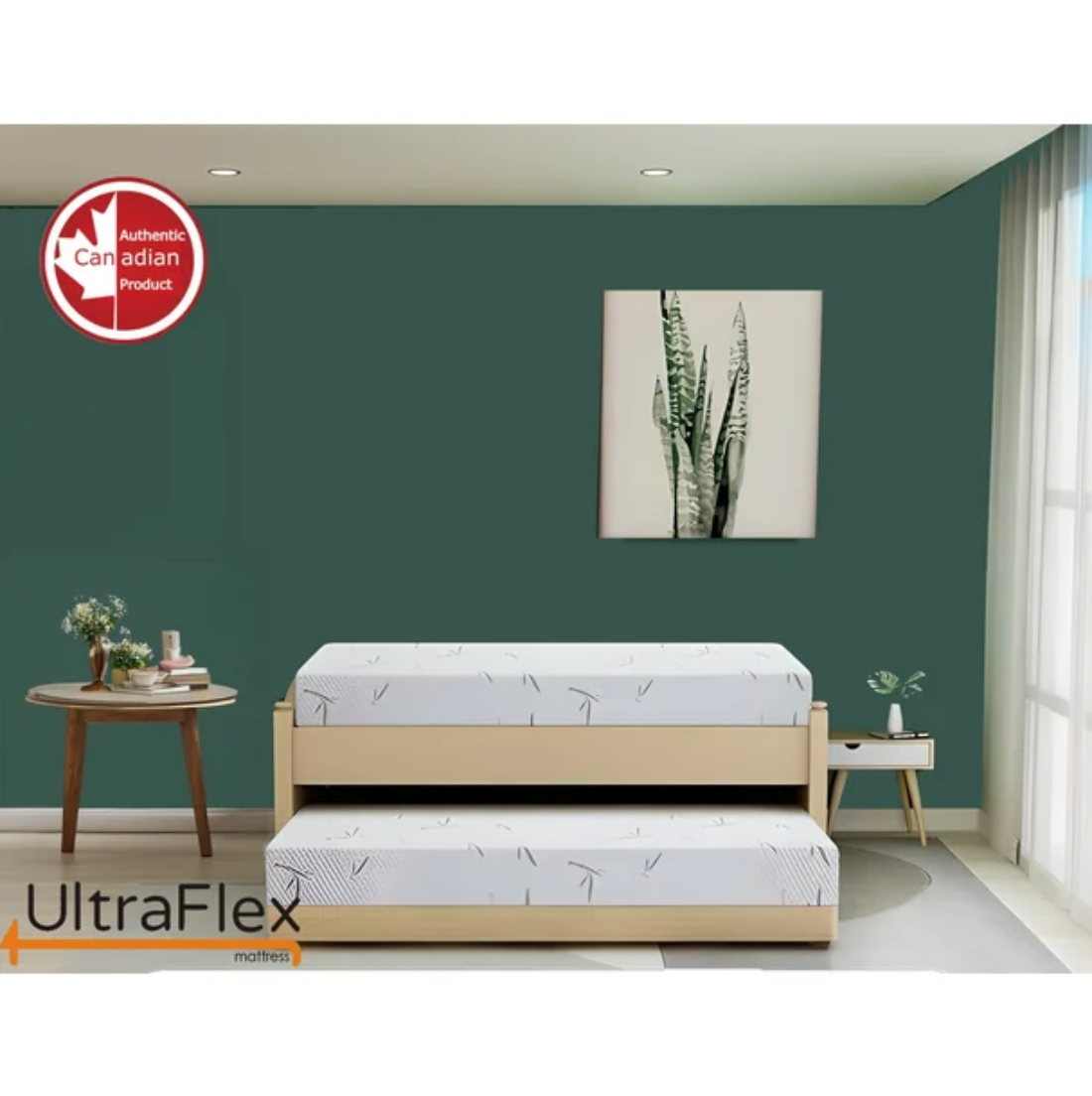 UltraFlex RestEasy- Reversible Gel-Infused Foam Mattress, Ideal for Bunk Beds, Trundle Beds, Caravans, RV, Bamboo Feel, CertiPUR-US® Certified, Medium Firmness, Conveniently Boxed (Made in Canada) 