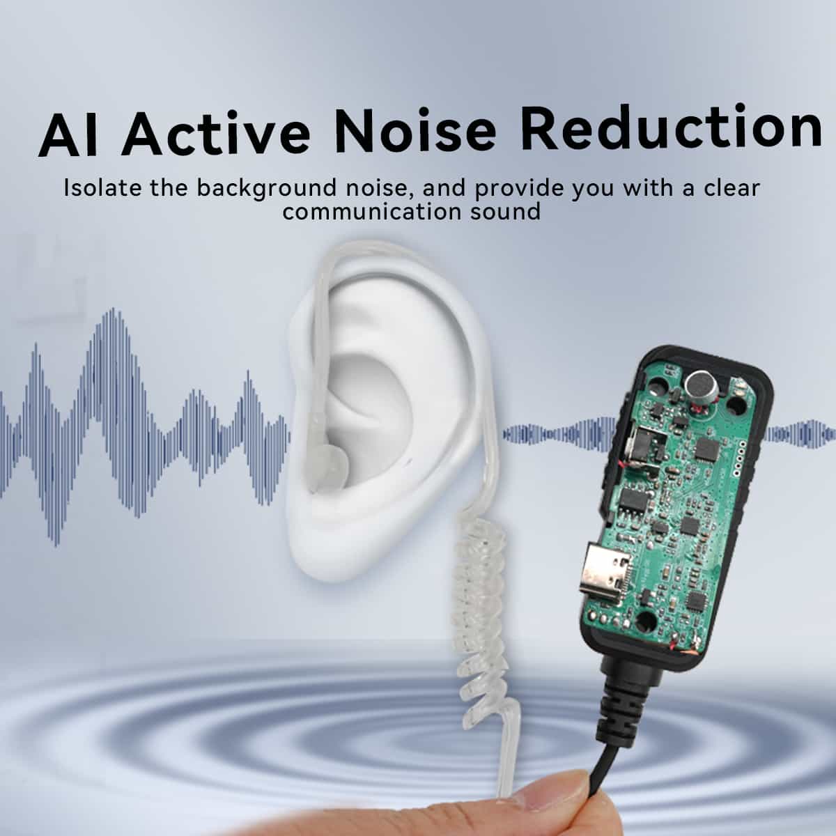 Retevis AI Noise-Canceling 2-Wire Covert Acoustic Tube Secret Service Earpiece - HD1 HD2 RT29 