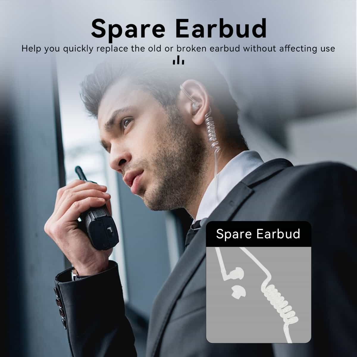 Retevis AI Noise-Canceling 2-Wire Covert Acoustic Tube Secret Service Earpiece - HD1 HD2 RT29 