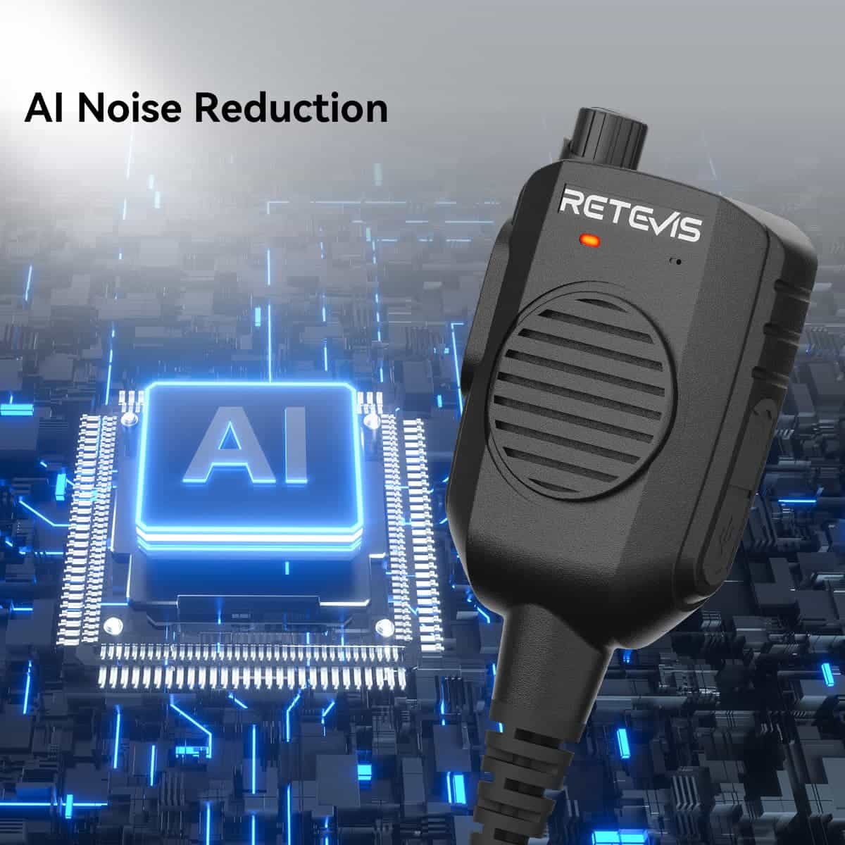 Retevis HK011 Amateur Ham Two-Way Radio Speaker Microphone With AI Noise Canceling Microphone 2 Pin K Plug 