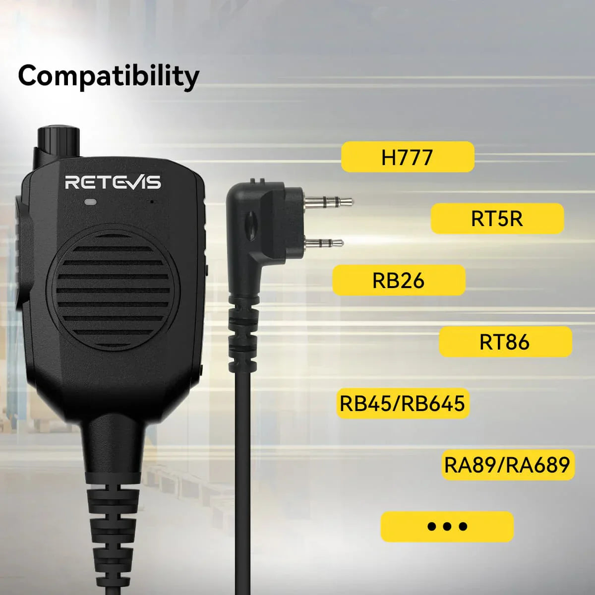 Retevis HK011 Amateur Ham Two-Way Radio Speaker Microphone With AI Noise Canceling Microphone 2 Pin K Plug 