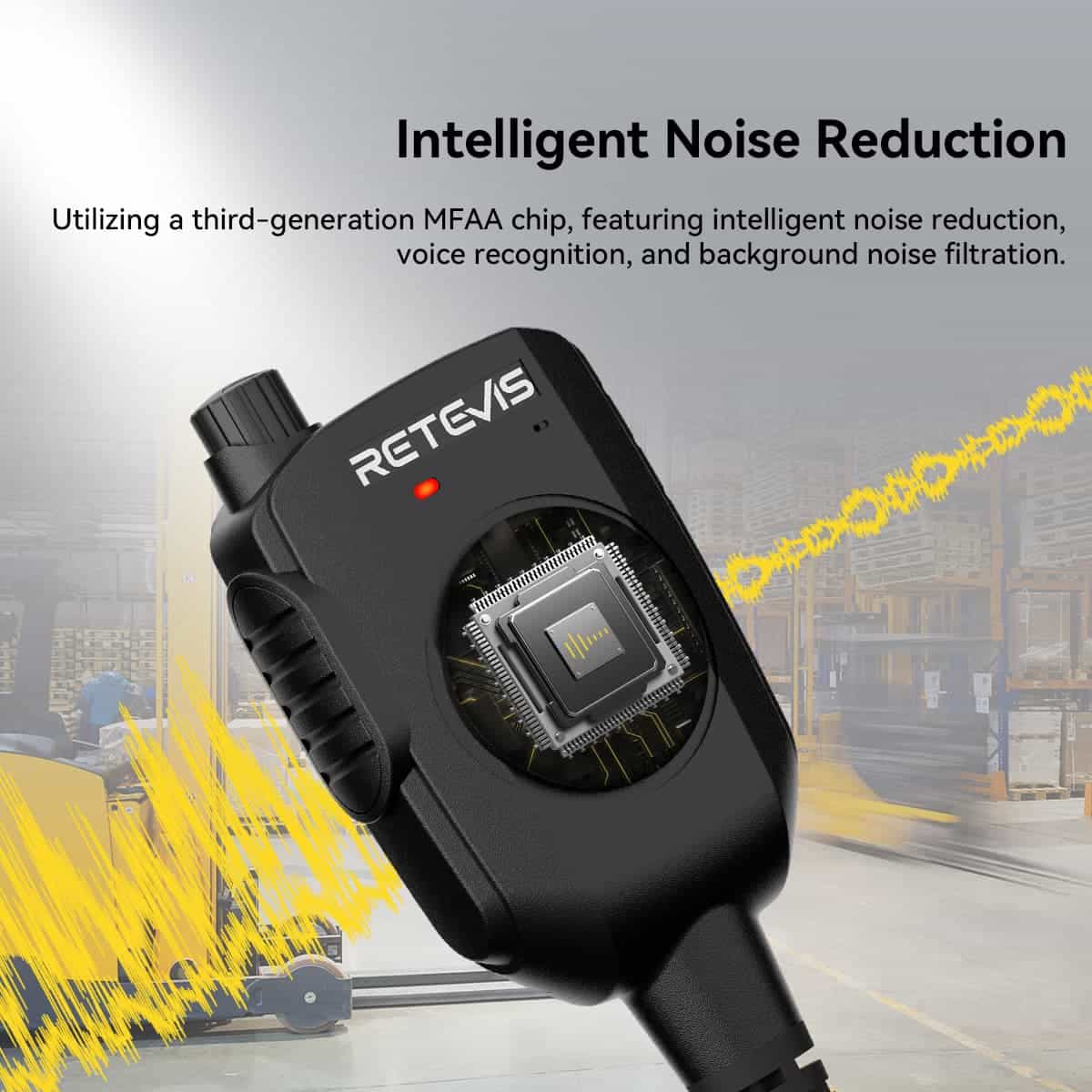 Retevis HK011 Amateur Ham Two-Way Radio Speaker Microphone With AI Noise Canceling Microphone 2 Pin K Plug 