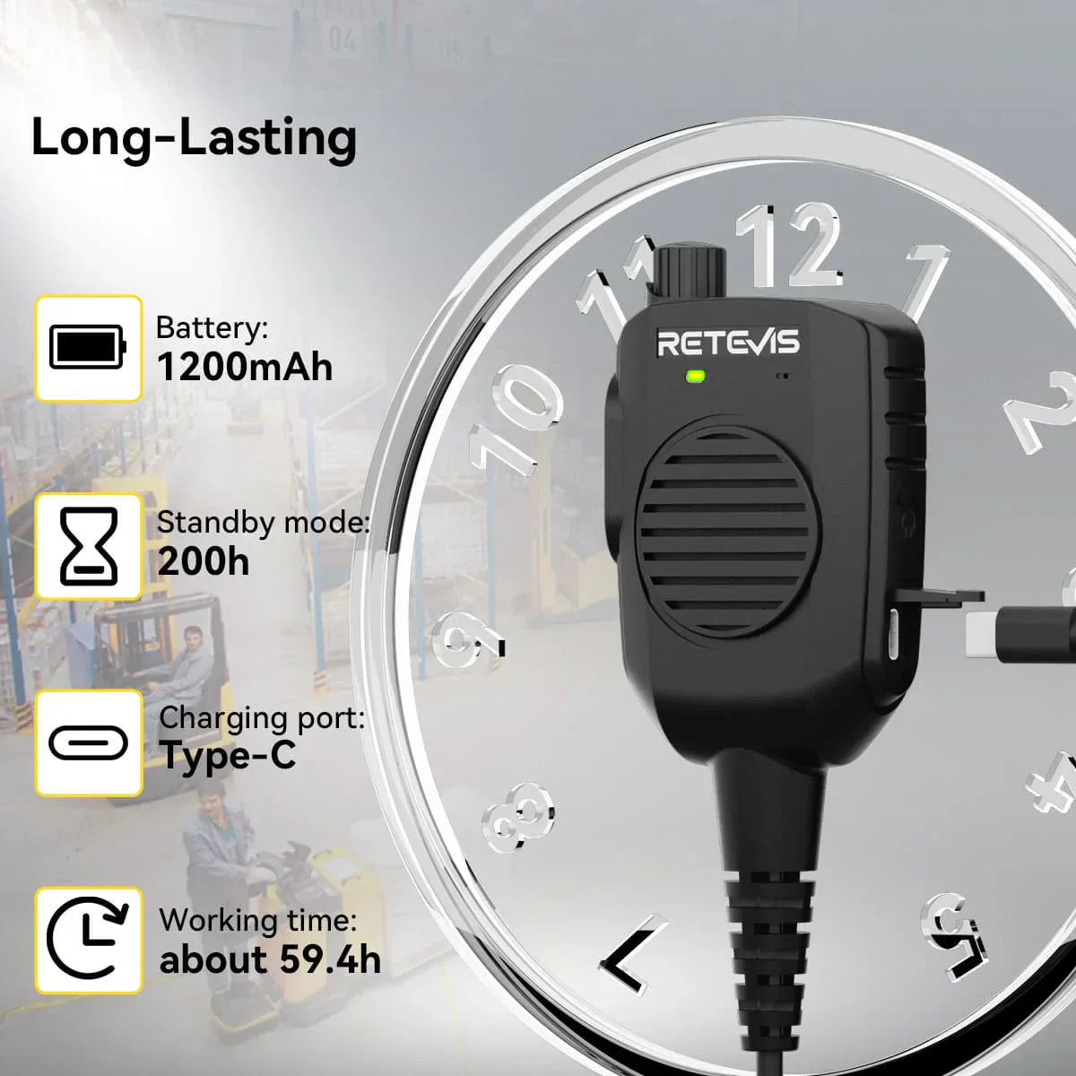 Retevis HK011 Amateur Ham Two-Way Radio Speaker Microphone With AI Noise Canceling Microphone 2 Pin K Plug 