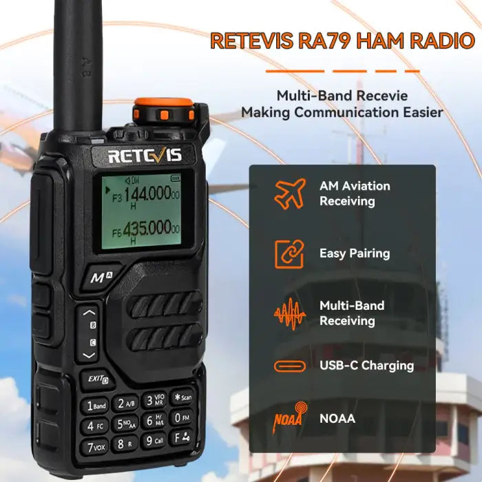 Retevis RA79 (UV-K5) Portable Handheld Multiband Amateur Ham Radio Transceiver Scanner Frequency Counter 