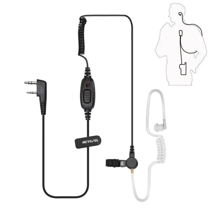 Retevis "Secret Service" Covert Acoustic Tube Earpiece Headset Microphone 