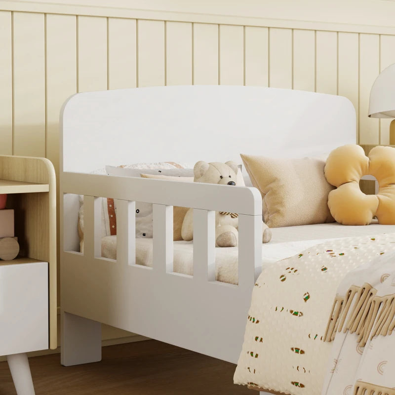 Qaba Toddler Bed Frame with Safety Side Rails for Girls and Boys, Bedroom Furniture, White