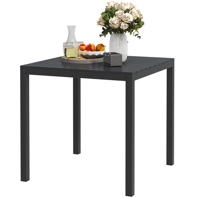 Outsunny Square Outdoor Dining Table for 4 with Aluminum Steel Frame, Black 