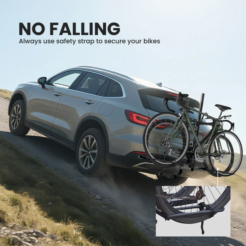Hitch Bike Rack for Car, 200 lbs 2 Bike Rack with Platform Style, Safety Strap for 2" Receiver, Black