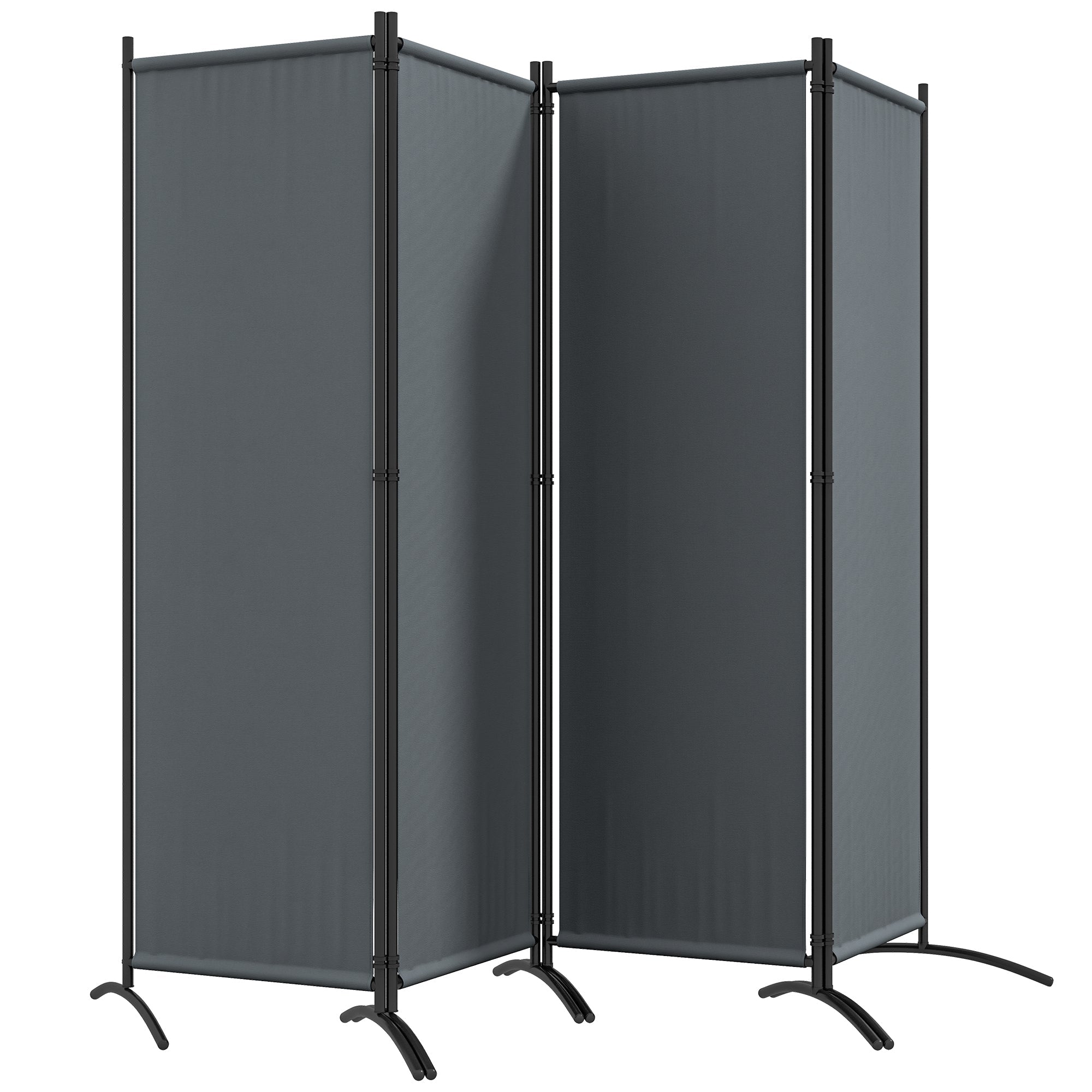 Outsunny Folding Room Divider, Privacy Screen for Patio Backyard Pool Hot Tub, 5.6FT Tall, Dark Grey 