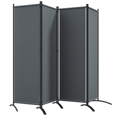 Outsunny Folding Room Divider, Privacy Screen for Patio Backyard Pool Hot Tub, 5.6FT Tall, Dark Grey 