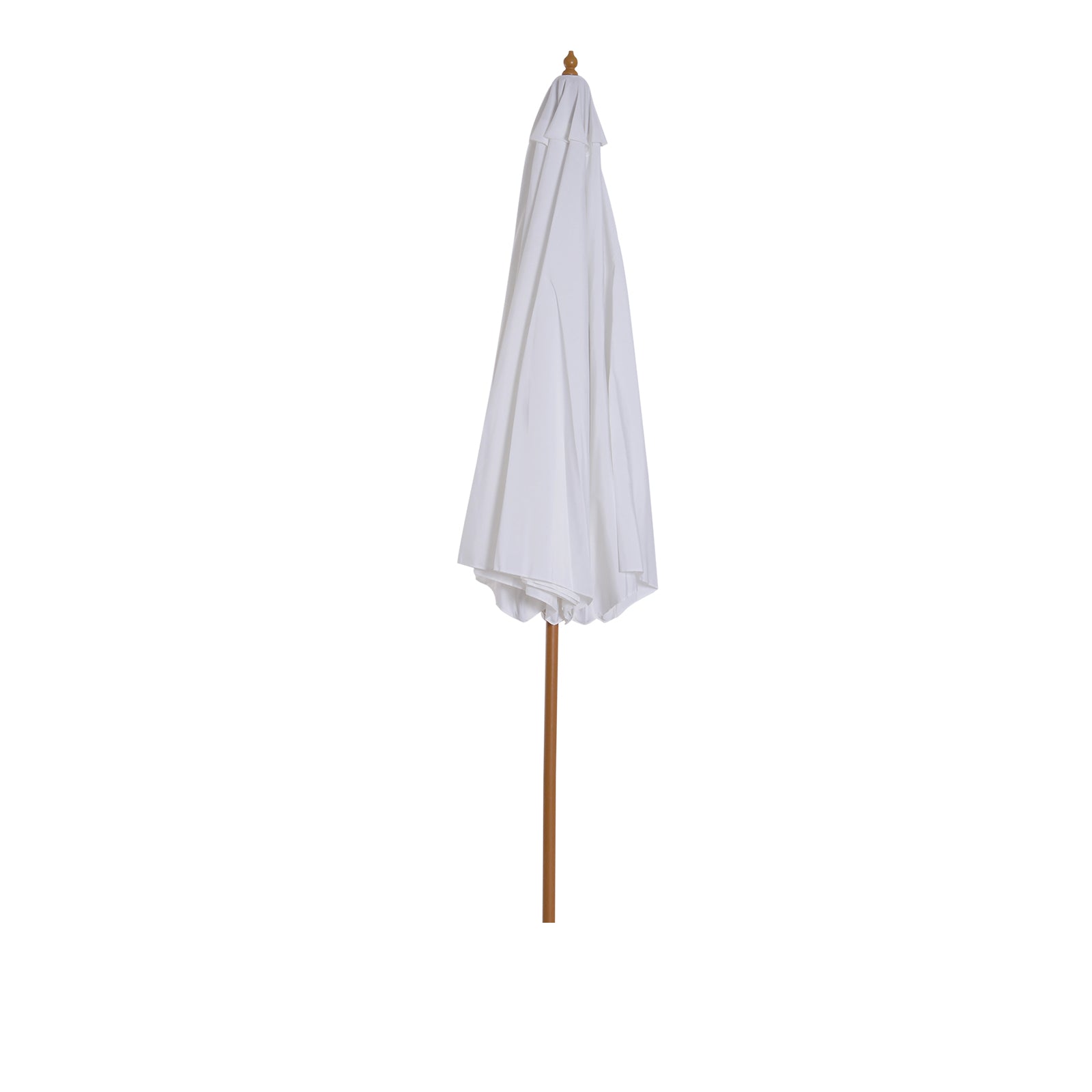 Outsunny 10' x 8.2'H Bamboo Wooden Round Market Patio Sun Umbrella Garden Parasol Outdoor Sunshade Canopy (Cream White) 