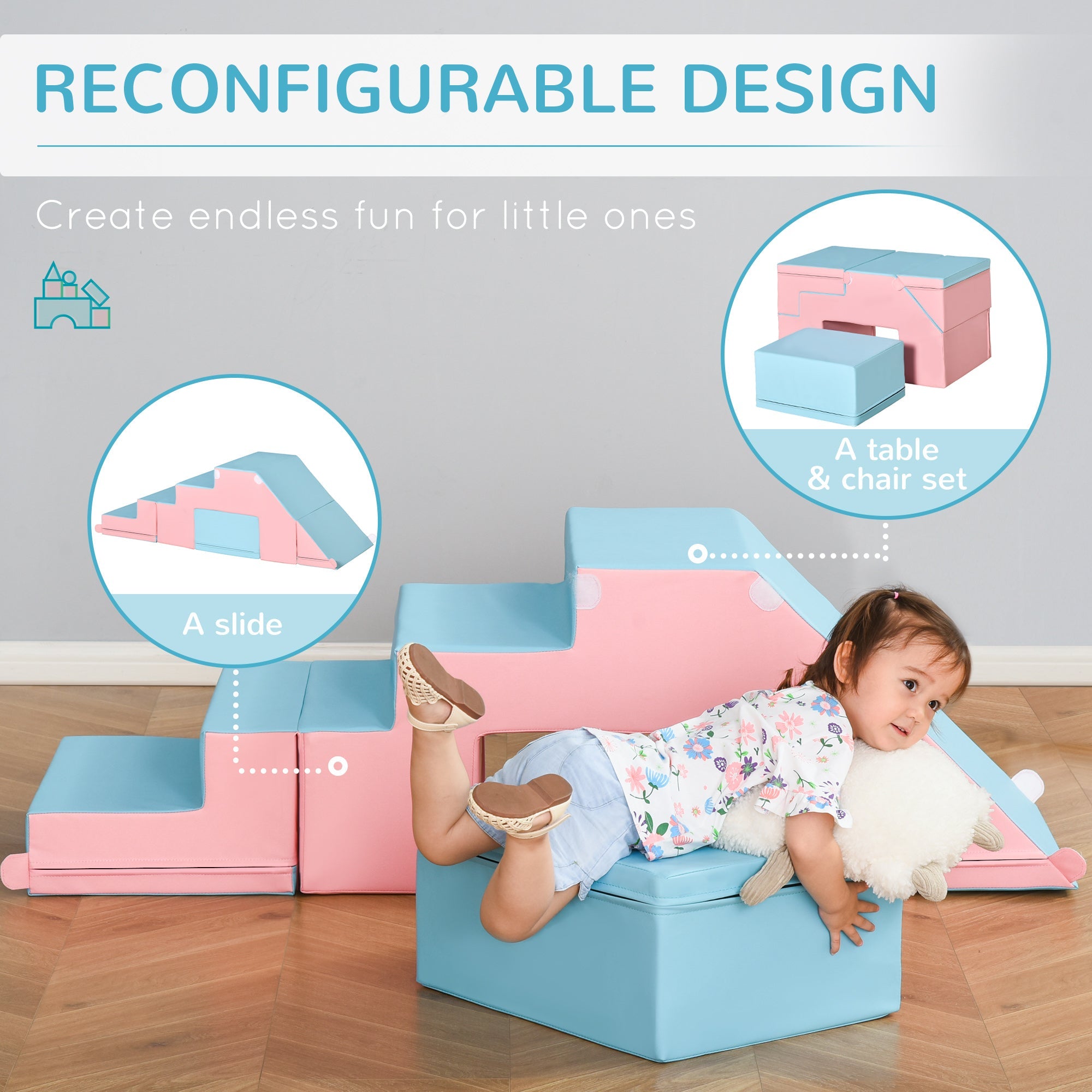 Qaba 2-Piece Foam Climb & Crawl Set: Toddler Nuggets for Climbing, Crawling Play Zone 